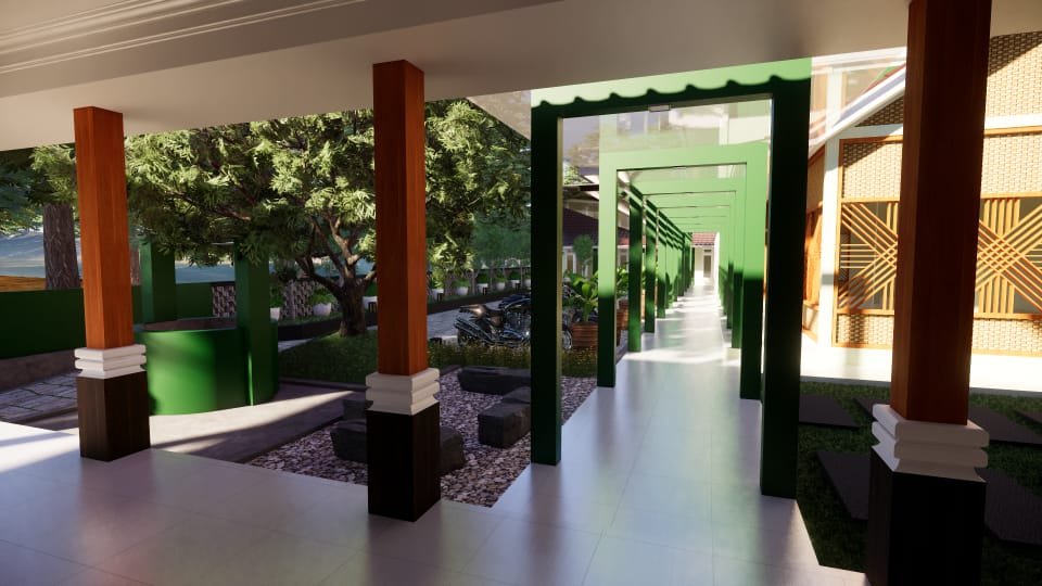 teras dari asrama ke masjid